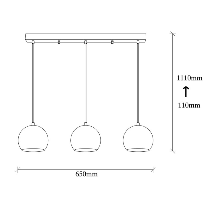 Lámpara de techo Berceste-241-S1 platino metal 65x15x111 cm