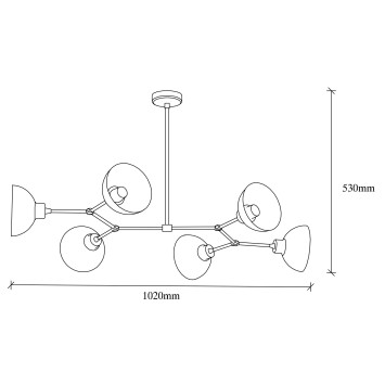 Lámpara de techo Dram-1102 oro cobrizo metal 102x52x53 cm - 8681875943344