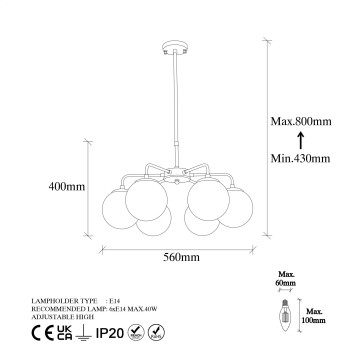 Lámpara de techo Viran-11025 blanco negro metal vidrio 56x56x43 - 8683342591645