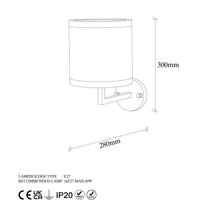 Lámpara de pared Way-11610 oro cobrizo metal 18x28x30 cm