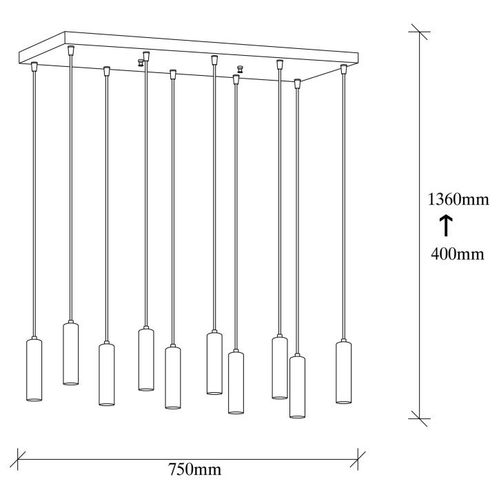 Lámpara de techo Tempo-6037 oro cobrizo metal 75x24x136 cm