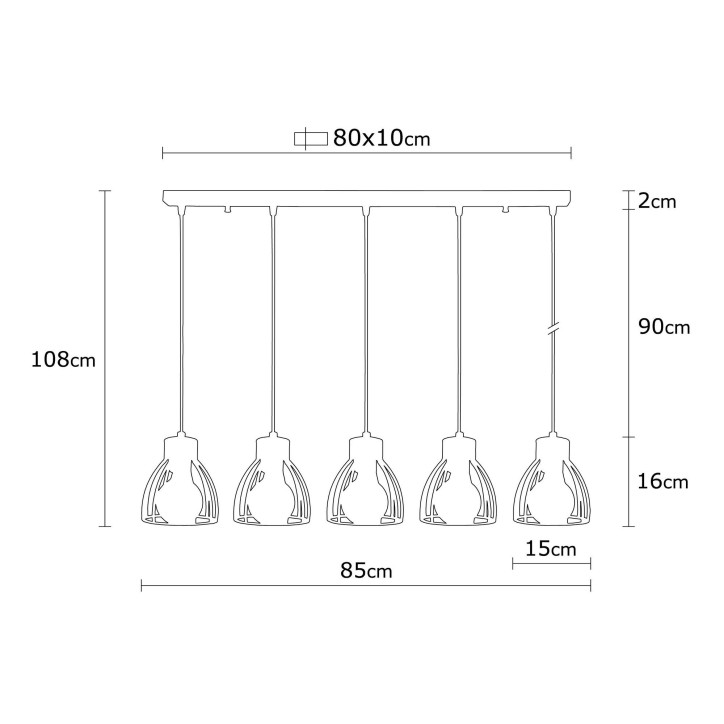 Lámpara de techo Kemah-N-1236 negro metal diámetro 85x108 cm