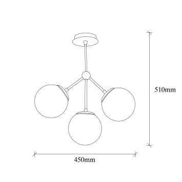 Lámpara de techo Gondol-1031 blanco negro metal vidrio 45x15x51 cm - 8681875883220