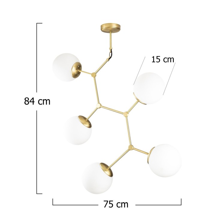 Lámpara de techo Damar-6312 amarillo blanco metal vidrio 75x15x84 cm