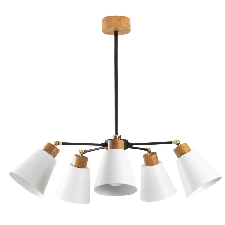 Lámpara de techo Manavgat-N-544 blanco metal madera diámetro 58x68 cm