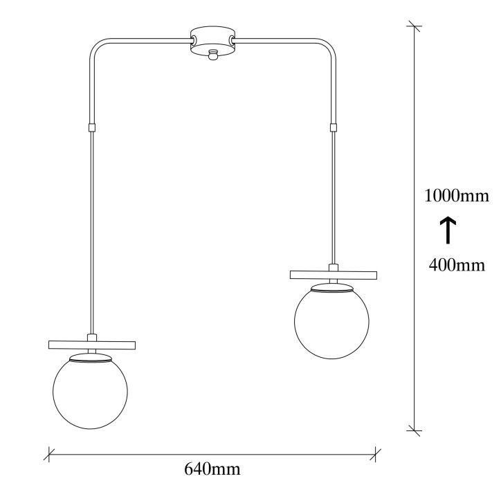 Lámpara de techo Üzüm-6271 blanco negro metal vidrio 64x15x100 cm