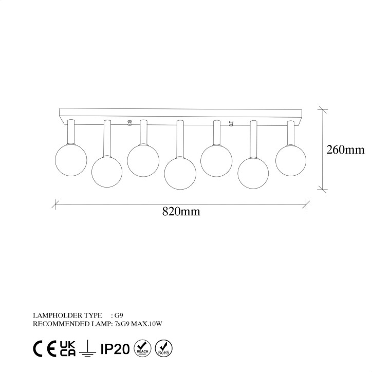 Lámpara de techo Even-11760 crema negro metal vidrio 82x10x26