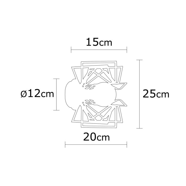 Lámpara de pared Nemrut-N-953 negro metal diámetro 20x25 cm