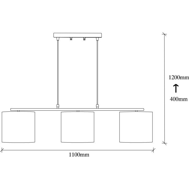 Lámpara de techo Valiz-4707 negro crema metal tela 110x20x120 cm