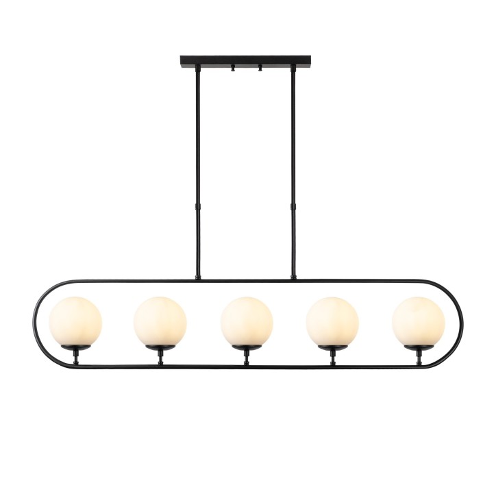 Lámpara de techo Jewel-10610 crema negro metal vidrio 122x15x49-91 cm