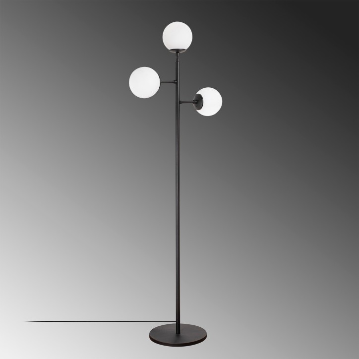 Lámpara de pie Atmaca-10300 blanco negro metal vidrio 57x22x163 cm