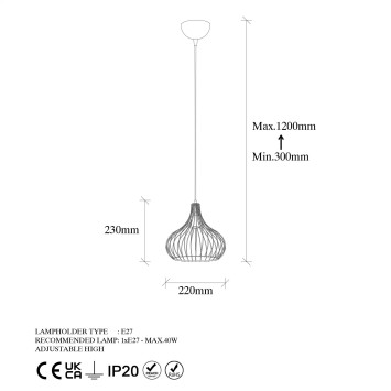 Lámpara de techo TELDAMLA-11920 oro brillante metal 22x22x120 cm - 8683342835558