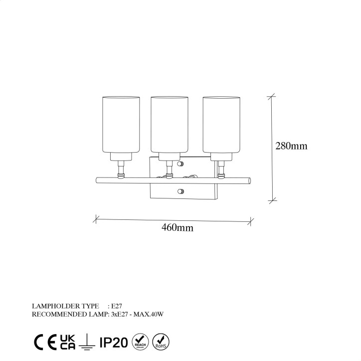 Lámpara de pared Yensuk-13125 oro metal vidrio 46x15x28 cm