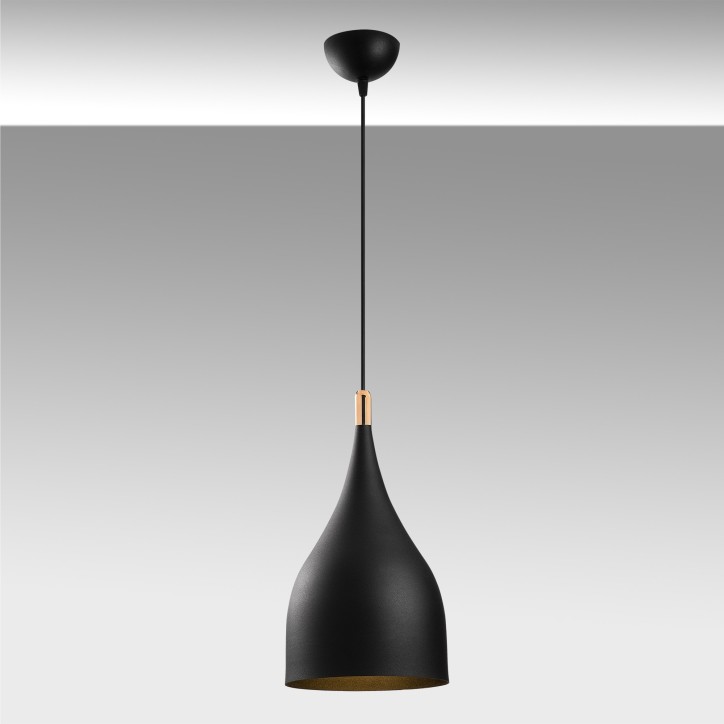 Lámpara de techo Sağlam-3770 oro negro metal diámetro 25x137 cm