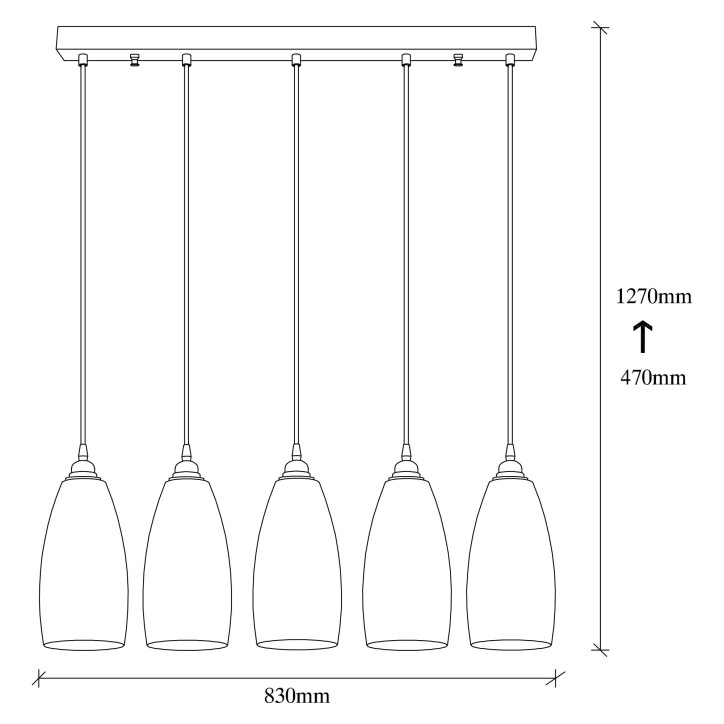 Lámpara de techo Smoked-044 humo metal vidrio 83x83x127 cm