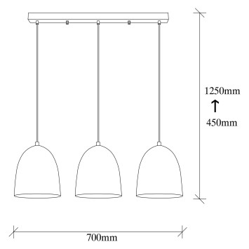 Lámpara de techo Tattoo-6173 negro metal 70x20x125 cm - 8682870090262