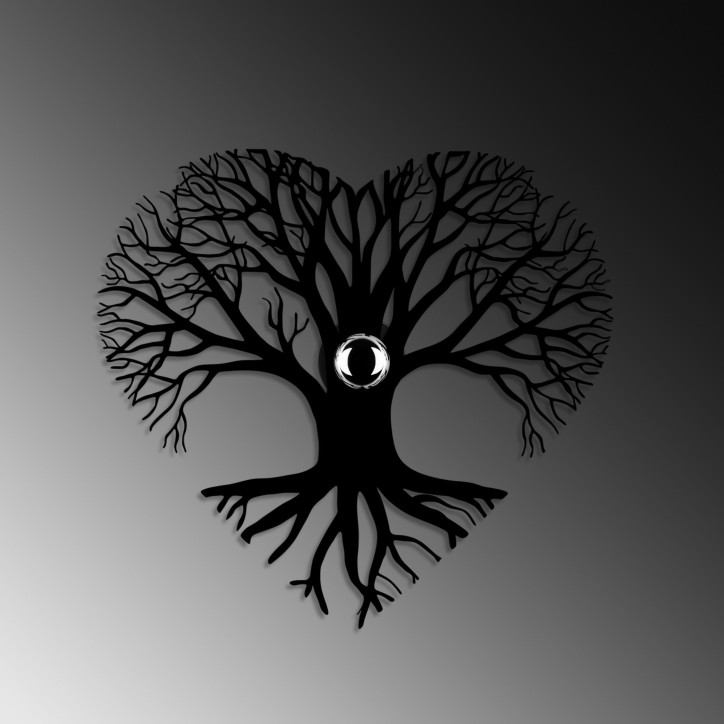 Lámpara de pared Heart Tree negro metal 52x49x9 cm