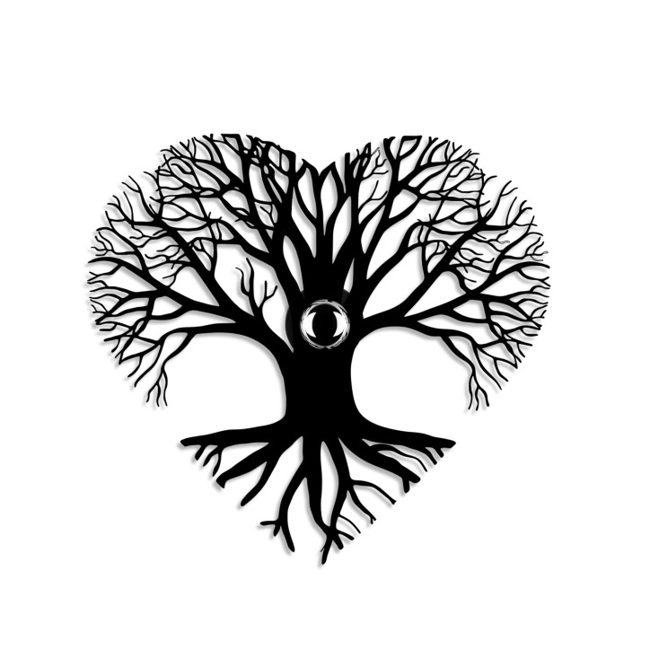 Lámpara de pared Heart Tree negro metal 52x49x9 cm