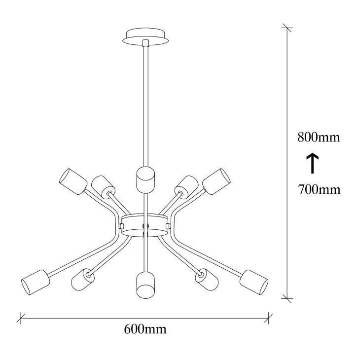 Lámpara de techo Ve-3831 níquel negro metal diámetro 60x80 cm