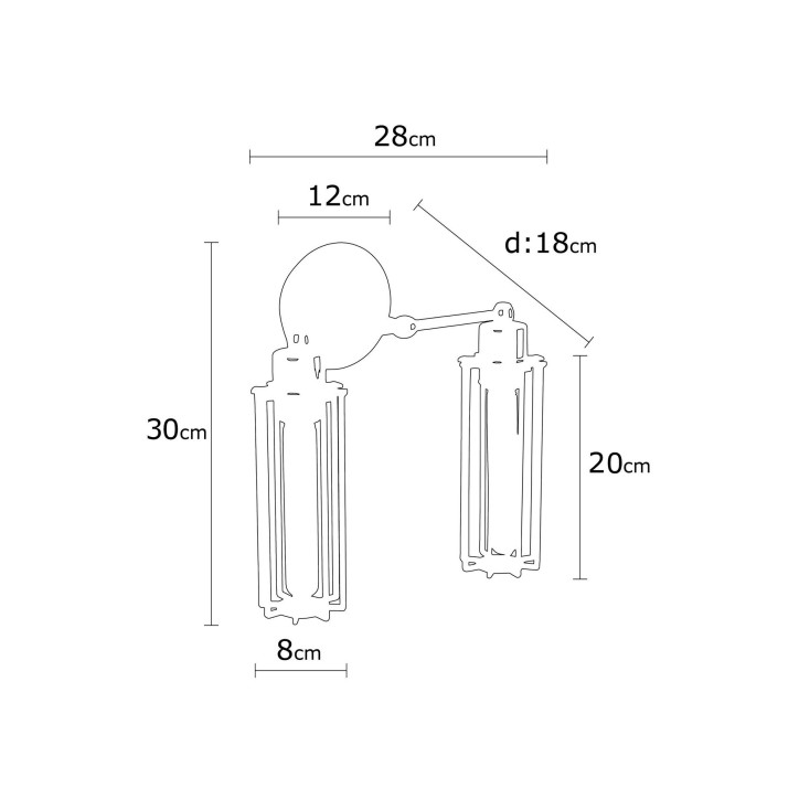 Lámpara de pared Likya-N-1023 negro metal diámetro 28x30 cm