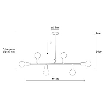 Lámpara de techo Truva-N-695 cobre metal diámetro 94x61 cm - 8681875572698