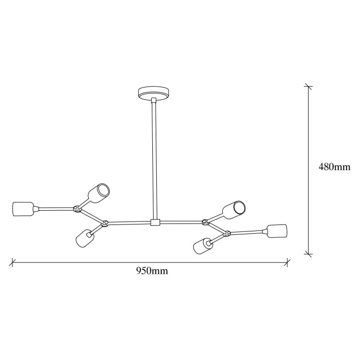 Lámpara de techo Sparrow-1237 negro metal 95x48x48 cm