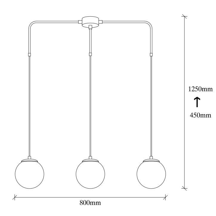 Lámpara de techo Üzüm-6221 blanco negro metal vidrio 80x15x125 cm