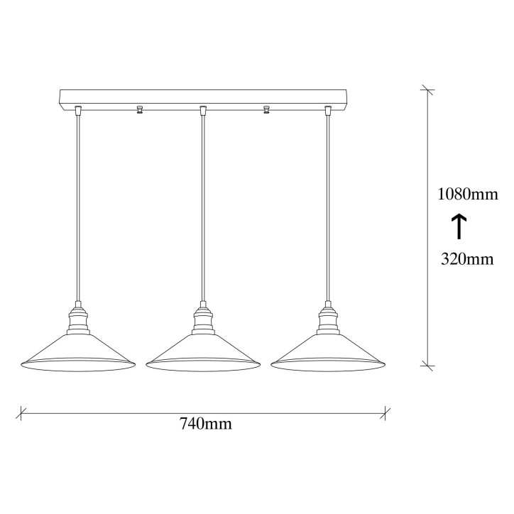 Lámpara de techo Berceste-250-S1 negro metal diámetro 74x108 cm