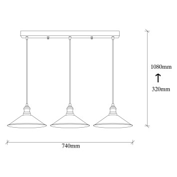 Lámpara de techo Berceste-250-S1 negro metal diámetro 74x108 cm - 8681875568592