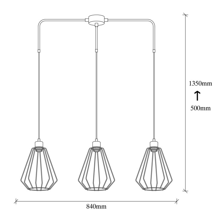 Lámpara de techo Kese-6236 negro metal 84x20x135 cm