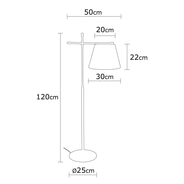 Lámpara de pie Assos-N-715 negro metal algodón diámetro 50x120 cm