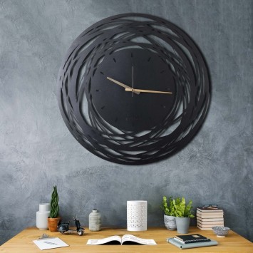 Reloj de pared metal Lines XL negro 70x70 cm