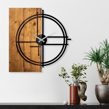 Reloj de pared madera Modelo 38 nogal claro negro 56x3x58 cm