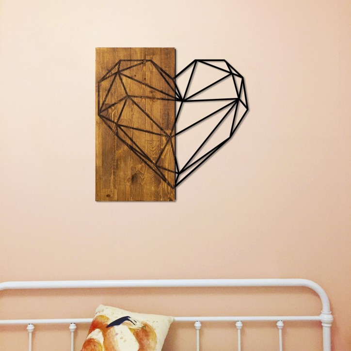 Decoración pared de madera Heart nogal negro 58x58 cm