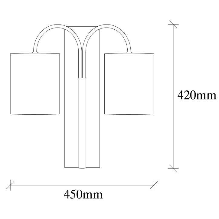 Lámpara de pared Baston-3471 crema negro metal tela 40x20x42 cm