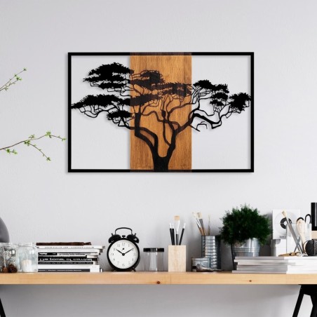 Decoración pared de madera Acacia Tree -388 nogal negro 90x58 cm