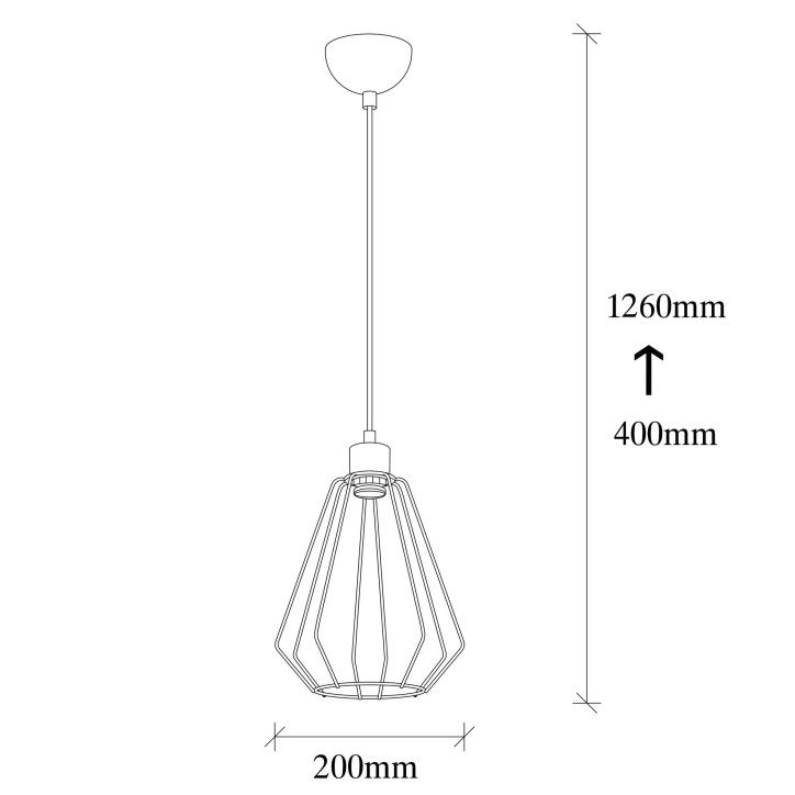 Lámpara de techo Kese-4536 negro metal diámetro 20x126 cm