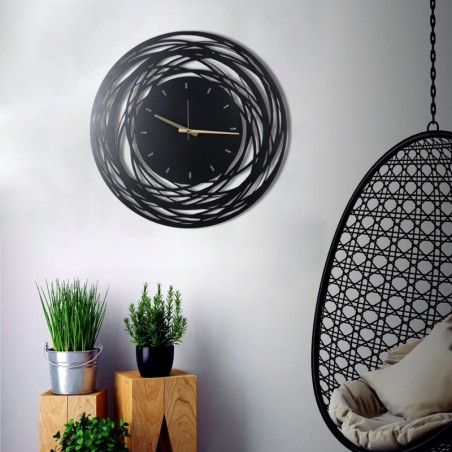 Reloj de pared metal Lines negro 50x50 cm