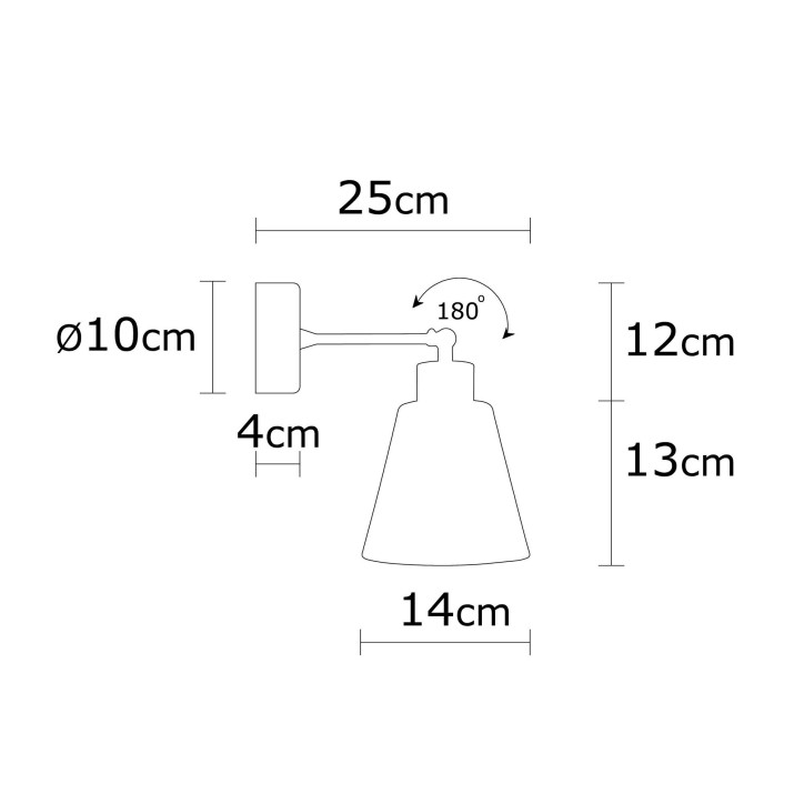 Lámpara de pared Manavgat-N-619 amarillo metal madera diámetro 14x25 cm