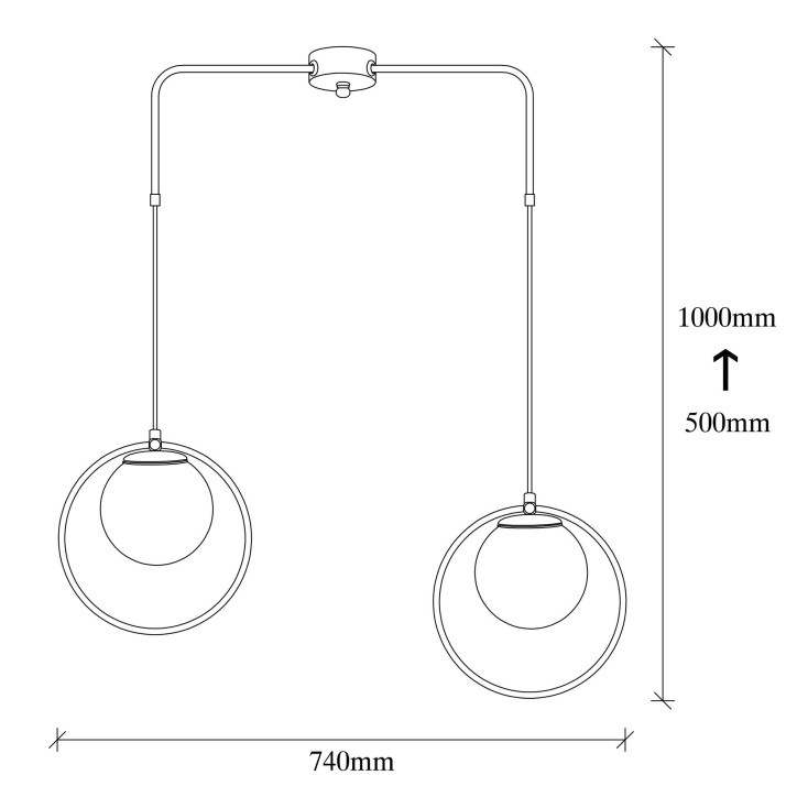 Lámpara de techo Dolunay-4501 blanco negro metal vidrio 74x15x100 cm