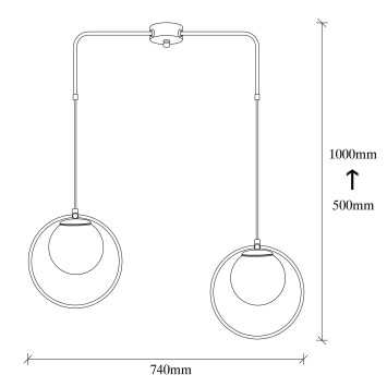 Lámpara de techo Dolunay-4501 blanco negro metal vidrio 74x15x100 cm - 8681875468236