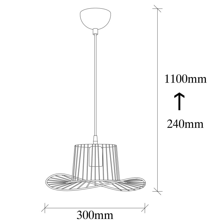 Lámpara de techo Tel-6746 negro metal diámetro 30x110 cm