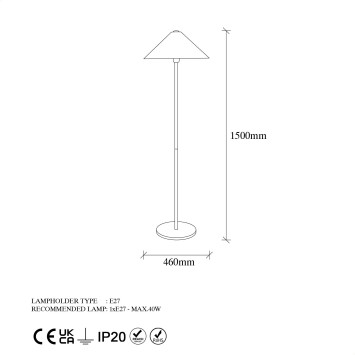 Lámpara de pie Mixed-11511 oro metal 46x46x150 cm - 8683743270170