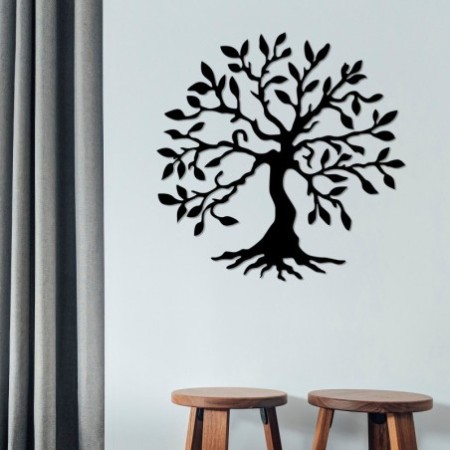 Decoración pared de metal Tree 3 negro 60x60 cm