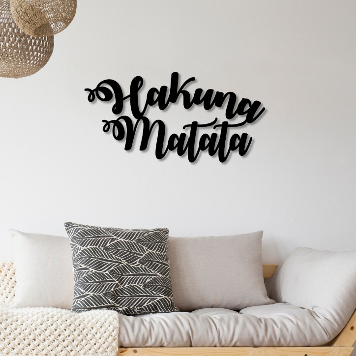 Decoración pared de metal Hakuna Matata negro 70x35 cm