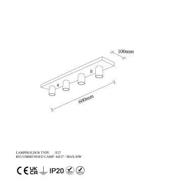 Lámpara de techo Mirro-12232 oro metal 60x10x10 cm - 8683743012947