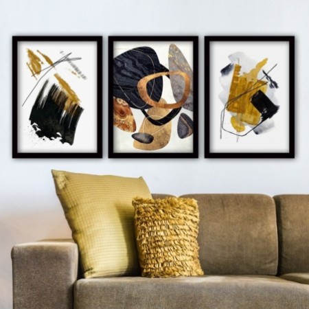Cuadro decorativo enmarcado 3SC155 multicolor 35x45 cm (3 piezas)