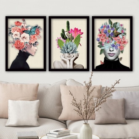 Cuadro decorativo enmarcado 3SC161 multicolor 35x45 cm (3 piezas)