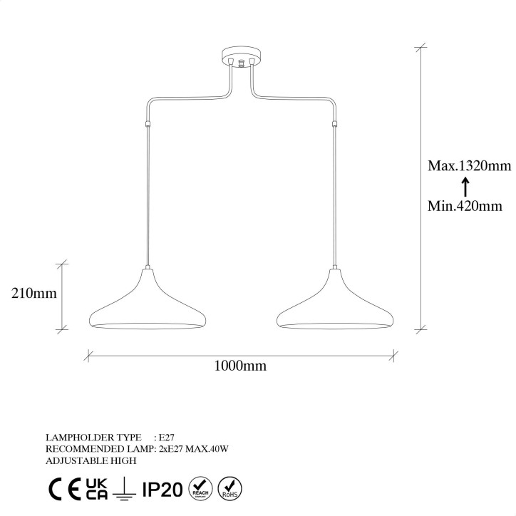 Lámpara de techo BAREK-11547 pátina metal 100x35x132 cm