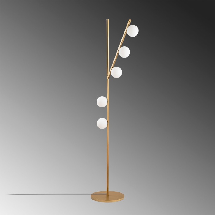 Lámpara de pie Domino-11042 oro metal vidrio 31x52x167 cm